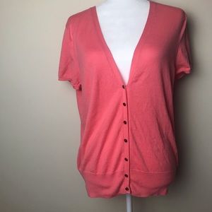 J. Crew Vneck Coral Short Sleeve Cardigan